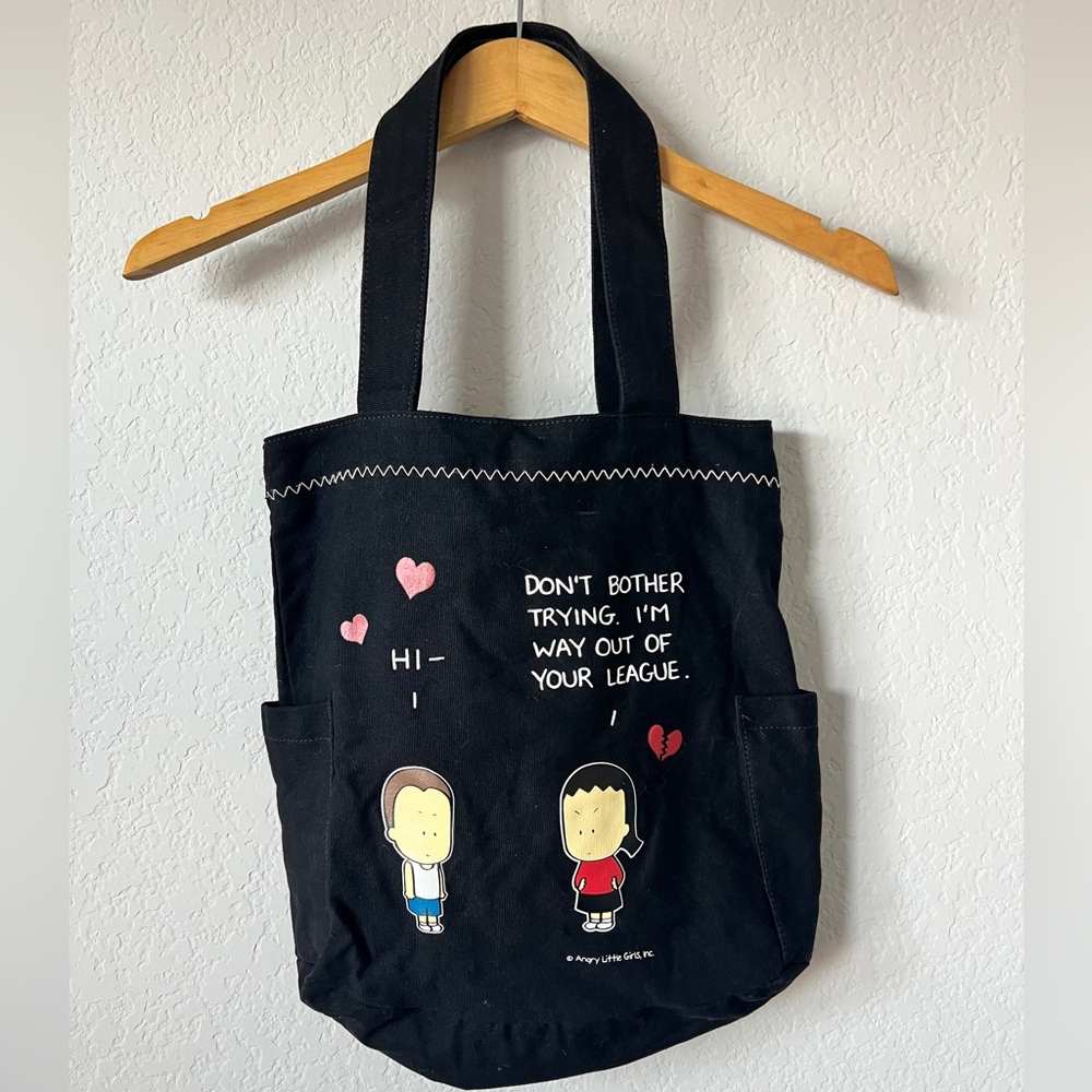 Angry Little Girls Black Tote Bag